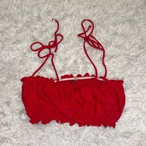 Reformation Lettuce Trim Red Bikini Top (Size: S)